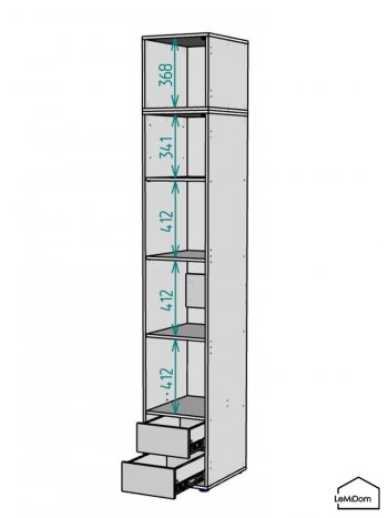 Шкаф с антресолью 400 мм Linnea MHR-1A-4 2450х400х510 (Графит-М 11.1.25) в Дегтярске - degtyarsk.mebel-e96.ru