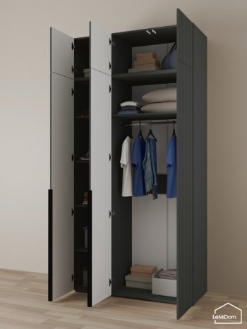 Шкаф с антресолью 1200 мм Linnea MHR-3A-1 2450х1200х510 (Графит-М 11.1.25) в Дегтярске - degtyarsk.mebel-e96.ru
