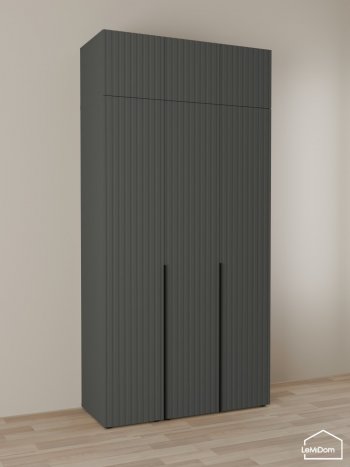 Шкаф с антресолью 1200 мм Linnea MHR-3A-1 2450х1200х510 (Графит-М 11.1.25) в Дегтярске - degtyarsk.mebel-e96.ru