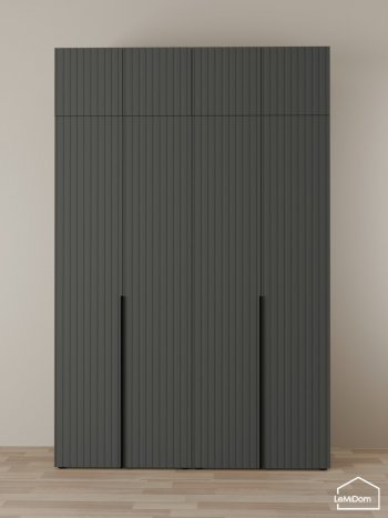 Шкаф с антресолью 1600 мм Linnea MHR-4A-1 2450х1600х510 (Графит-М 11.1.25) в Дегтярске - degtyarsk.mebel-e96.ru