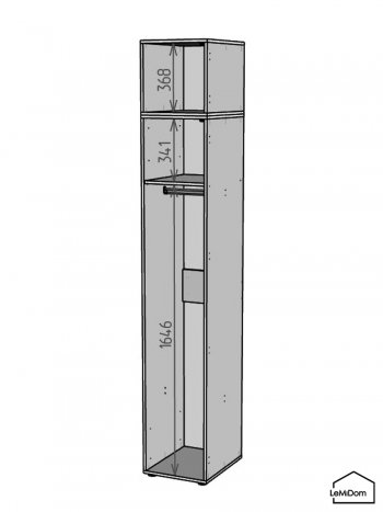 Шкаф с антресолью 400 мм Linnea MHR-1A-1 2450х400х510 (Графит-М 11.1.25) в Дегтярске - degtyarsk.mebel-e96.ru