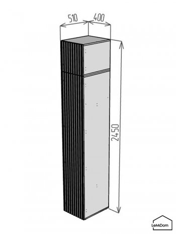 Шкаф с антресолью 400 мм Linnea MHR-1A-1 2450х400х510 (Графит-М 11.1.25) в Дегтярске - degtyarsk.mebel-e96.ru
