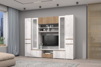 Стенка Лиана комп.3 крафт (Зарон) в Дегтярске - degtyarsk.mebel-e96.ru