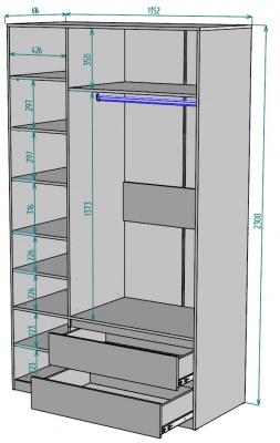 Шкаф Мальта 1350 мм Графит в Дегтярске - degtyarsk.mebel-e96.ru