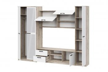 Стенка Марта-12 дуб крафт серый/белый (ИЦ) в Дегтярске - degtyarsk.mebel-e96.ru