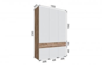 Шкаф 1500 мм Мерида крафт табачный/белый (Микон) в Дегтярске - degtyarsk.mebel-e96.ru