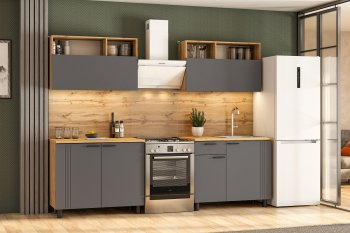 Кухонный гарнитур Монако 2000 мм графит (СВ) в Дегтярске - degtyarsk.mebel-e96.ru