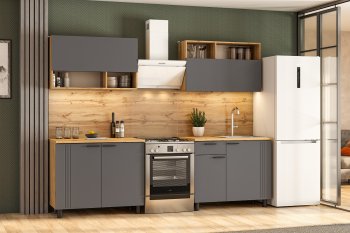 Кухонный гарнитур Монако 2000 мм графит (СВ) в Дегтярске - degtyarsk.mebel-e96.ru