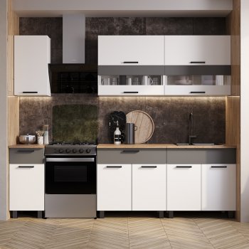 Кухонный гарнитур Монтана 2000 мм белый/графит (БТС) в Дегтярске - degtyarsk.mebel-e96.ru