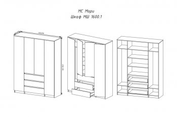 Шкаф распашной Мори 1600 мм сатин (ДСВ) в Дегтярске - degtyarsk.mebel-e96.ru