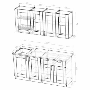 Кухонный гарнитур Ника демо 1700 мм (Герда) в Дегтярске - degtyarsk.mebel-e96.ru