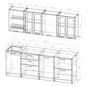 Кухонный гарнитур Ника компакт 2200 мм (Герда) в Дегтярске - degtyarsk.mebel-e96.ru