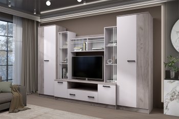 Стенка Николь-2 крафт серый/кашемир (Зарон) в Дегтярске - degtyarsk.mebel-e96.ru