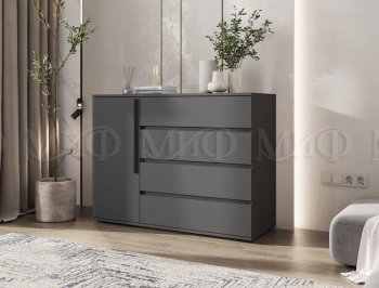 Комод 1 дверь 4 ящика (1200) Норд, графит (Миф) в Дегтярске - degtyarsk.mebel-e96.ru