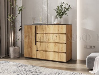 Комод 1 дверь 4 ящика (1200) Норд, дуб крафт (Миф) в Дегтярске - degtyarsk.mebel-e96.ru
