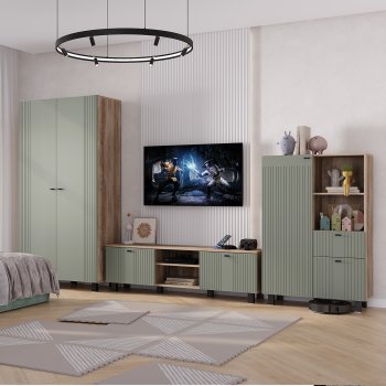 Стенка Олива комп.3 эвкалипт софт (БТС) в Дегтярске - degtyarsk.mebel-e96.ru