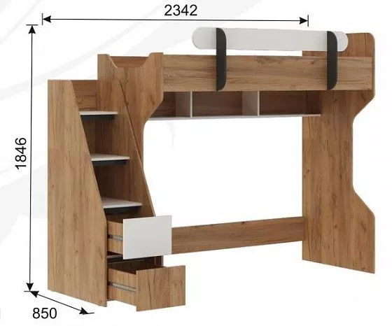 Кровать-чердак Омега-3 в Дегтярске - degtyarsk.mebel-e96.ru