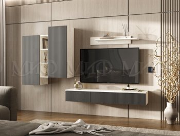 Стенка Оскар комп.2 крафт белый/графит (Миф) в Дегтярске - degtyarsk.mebel-e96.ru