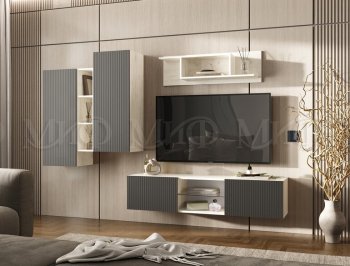 Стенка Оскар крафт белый/графит (Миф) в Дегтярске - degtyarsk.mebel-e96.ru