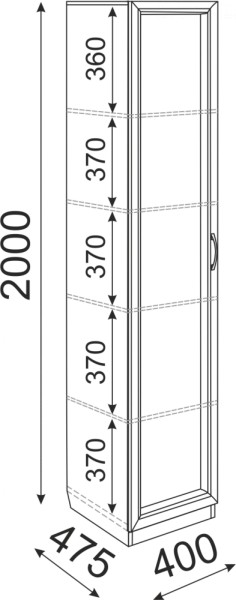 Пенал Остин М03 полки 400 (Риннер) в Дегтярске - degtyarsk.mebel-e96.ru