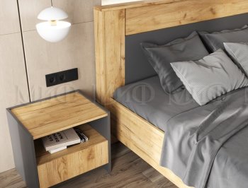 Кровать парящая Остин крафт/графит (Миф) в Дегтярске - degtyarsk.mebel-e96.ru