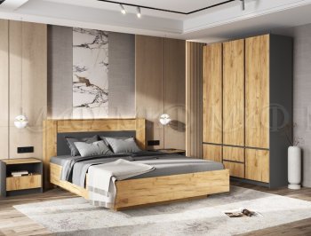 Кровать парящая Остин крафт/графит (Миф) в Дегтярске - degtyarsk.mebel-e96.ru