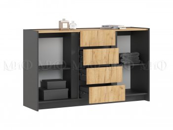 Комод 2дв.4ящ. Остин крафт/графит (Миф) в Дегтярске - degtyarsk.mebel-e96.ru