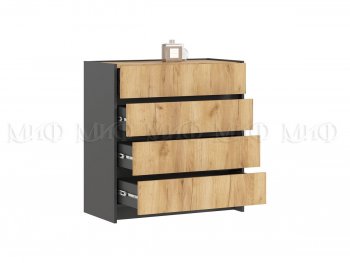 Комод 4ящ. Остин крафт/графит (Миф) в Дегтярске - degtyarsk.mebel-e96.ru