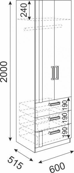 Шкаф с ящиками Волкер М4 (Риннер) в Дегтярске - degtyarsk.mebel-e96.ru