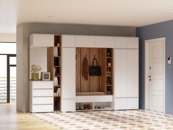 Прихожая Прага модульная, белый (Handis) в Дегтярске - degtyarsk.mebel-e96.ru