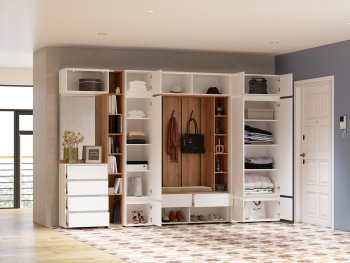 Прихожая Прага модульная, белый (Handis) в Дегтярске - degtyarsk.mebel-e96.ru