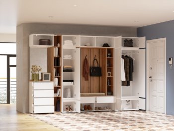 Прихожая Прага модульная, белый (Handis) в Дегтярске - degtyarsk.mebel-e96.ru
