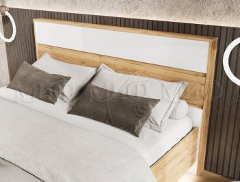 Кровать парящая Роджина с подсветкой, крафт/белый (Миф) в Дегтярске - degtyarsk.mebel-e96.ru