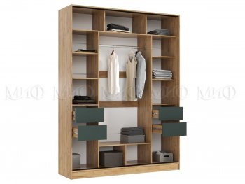 Шкаф-купе 1800 мм Роджина крафт/изумрудный (Миф) в Дегтярске - degtyarsk.mebel-e96.ru