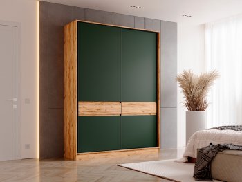 Шкаф-купе 1800 мм Роджина крафт/изумрудный (Миф) в Дегтярске - degtyarsk.mebel-e96.ru