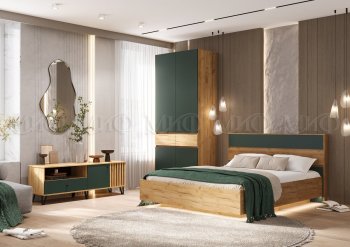 Спальный гарнитур Роджина крафт/изумрудный, модульный (Миф) в Дегтярске - degtyarsk.mebel-e96.ru