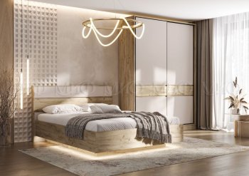 Спальный гарнитур Роджина крафт серый/кашемир, модульный (Миф) в Дегтярске - degtyarsk.mebel-e96.ru