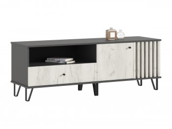 Тумба ТВ (1500) Роджина крафт белый/графит (Миф) в Дегтярске - degtyarsk.mebel-e96.ru