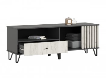 Тумба ТВ (1500) Роджина крафт белый/графит (Миф) в Дегтярске - degtyarsk.mebel-e96.ru