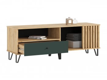 Тумба ТВ (1500) Роджина крафт/изумрудный (Миф) в Дегтярске - degtyarsk.mebel-e96.ru