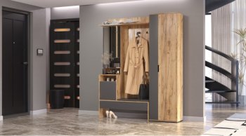 Прихожая Сабрина Дуб вотан/графит (Лин) в Дегтярске - degtyarsk.mebel-e96.ru