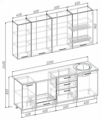 Кухонный гарнитур Муссон 2200 мм в Дегтярске - degtyarsk.mebel-e96.ru