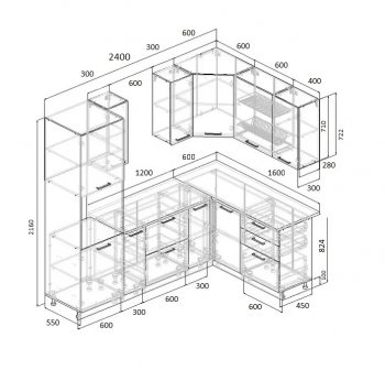 Угловой кухонный гарнитур Роза 2400*1600 мм Sanvut в Дегтярске - degtyarsk.mebel-e96.ru