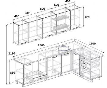 Кухонный гарнитур угловой Ниагара МДФ/ЛДСП 2600*1600 мм (Санвут) в Дегтярске - degtyarsk.mebel-e96.ru