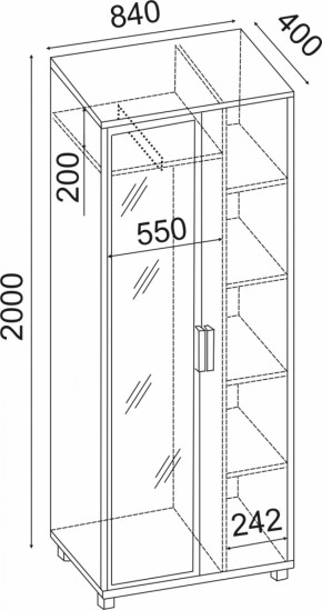 Шкаф 800 с зеркалом West (Риннер) в Дегтярске - degtyarsk.mebel-e96.ru