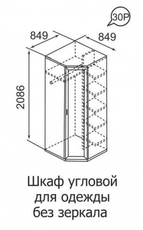 Шкаф угловой для одежды Ника-Люкс 30 без зеркал в Дегтярске - degtyarsk.mebel-e96.ru