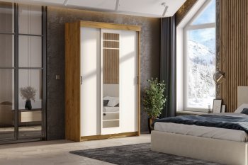 Шкаф-купе ШКП-7 1300 мм золотой/белый (СВ) в Дегтярске - degtyarsk.mebel-e96.ru