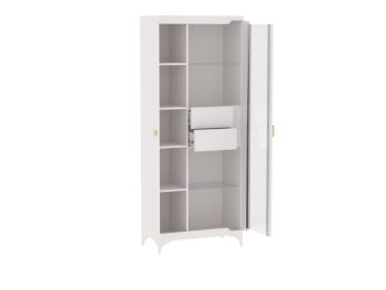 Пенал со стеклом широкий NEW Сиде Белый (СБК) в Дегтярске - degtyarsk.mebel-e96.ru