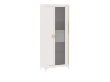 Пенал со стеклом широкий NEW Сиде Белый (СБК) в Дегтярске - degtyarsk.mebel-e96.ru