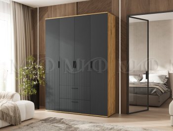 Шкаф 1600 мм Сильвия, крафт/графит (Миф) в Дегтярске - degtyarsk.mebel-e96.ru